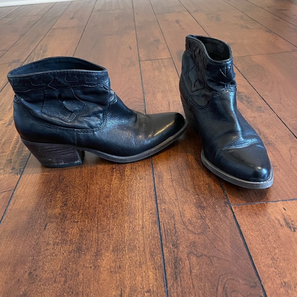 Black western style ankle booties